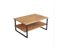 Table basse 1 étagère Auralis en bois massif - Beige et noir