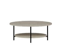 Table basse 1 étagère effet travertin - Beige et noir