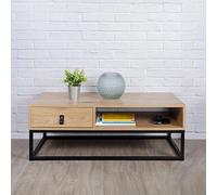 Table basse 1 tiroir 100x50x36 cm en bois et métal - MICKY