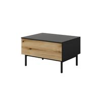 Table basse 1 tiroir Chêne et Noir 80 cm - CAMILLE