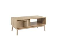 AltoBuy PAJAN - Table Basse 1 Tiroir Effet Bois avec Tasseaux