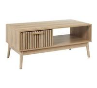 AltoBuy PAJAN - Table Basse 1 Tiroir Effet Bois avec Tasseaux