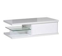 Table Basse 1 Tiroir Laquée Blanche à Relief - DAYTON WHITE - ALTOBUY Blanc G