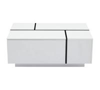 Table basse 100/60/40 cm blanc et noir en panneaux de particules avec 4 tiroirs