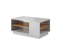 Table basse 100cm 2 étagères Blanc et Chêne - ALMOSA