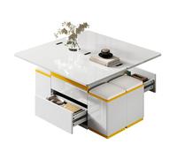 Table basse 100x50x43 cm relevable et pliante MDF blanc