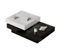 Table basse 103/60/35,5 cm blanc et noir en panneaux de particules pivotante