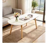 Table Basse 110x50cm Style Scandinave en Bois et Blanc VIVOLILV,Table de Salon Moderne et Lumineuse pour Intérieur Épuré