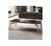 Table basse 120x60x30,5 cm aspect marbre noir et laiton