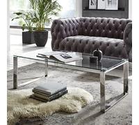 Table basse 120x60x40 cm en verre et inox - GENTONG