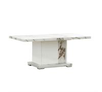 Table basse 120x65cm pied central laqué blanc et imitation marbre - ETOLIS
