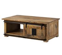 Table Basse 120x70x45 en Bois de manguier laqué Brun Clair Railway #1007