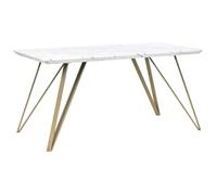 Table Basse 150 x 80 cm Blanc Effet Marbre Avec Pieds Dorés de Style Glamour et Rétro pour Salon Moderne Beliani