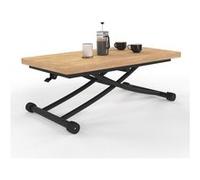 Table basse 2 en 1 relevable en table à manger rectangulaire URBANA 100 cm bois et noir design industriel Noir G