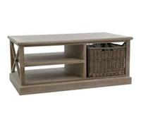 Table basse 2 niches 1 panier bois massif foncé Mélo L 120.2 cm Bois foncé G