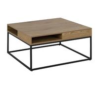 Table basse 2 niches ouvertes en métal et MDF - Marron et Noir
