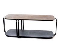 Table basse 2 niveaux asymétrique - Amadeus - Noir - Métal Noir G