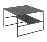 Table basse 2 niveaux en Mélamine et Métal - L.70 cm x H.45 cm - Noir