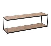 Table basse 2 niveaux 150x40x44 cm décor chevron et métal noir - YREZ