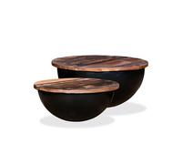 Table basse - vidaXL - 2 pcs - Bois de récupération massif - Noir - Design industriel
