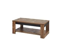 Table Basse 2 Plateaux Effet Bois Manguier Foncé et Noir - STALONE -