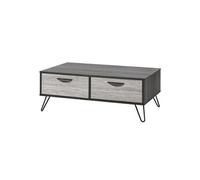 Table basse 2 tiroirs aspect bois grisé et noir Gris 100x60x37cm
