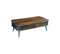 Table Basse 2 Tiroirs Bois et Acier Patiné - PALISSO -