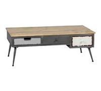 Table Basse 3 Tiroirs Structure en Métal Plateau en Bois - STAHL - ALTOBUY Gris G