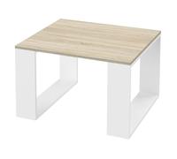 ML-Design Table Basse Carrée de Salon 65x65x40 cm, Aspect Chêne Blanc, Pieds Traîneau, d'Appoint pour Bureau Salle de Séjour, Robuste, Style Élégant et Moderne, Support Pratique Thé/Café