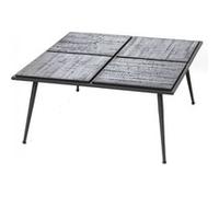 Table basse 80x80x38 cm Noir en Métal et Teck - Amadeus - Noir - Teck Noir G