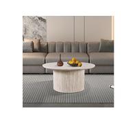 Table basse 80x80x38 cm ronde décor travertin beige