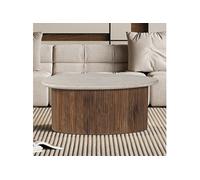 Table basse 90x55x40 cm en manguier et travertin - CHAU