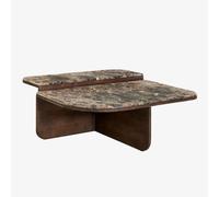 Table basse 90x90 cm en pierre naturelle et bois de manguier Clotsh