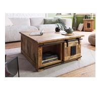 Table basse 90x90x45 en bois de manguier laqué marron RAILWAY N° 3006