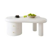 Table basse 97/64/42 cm blanche en MDF avec 2 tiroirs