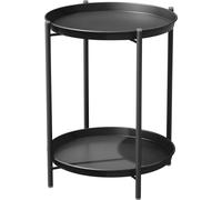 Table basse à assise métallique, 2 niveaux, pour le salon, la chambre, le jardin, table de banc, table de chevet, commode amovible, montage facile, 45 x 45 x 53 cm (noir)