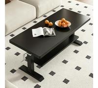 Table Basse à Levage Manuel,Plateau Réglable en Hauteur, Usages Polyvalents | Table basse hauteur modulable adaptée à tous usages, pieds en forme I offrant un support stable(Black,55.1x27.6in)