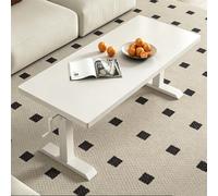 Table Basse à Levage Manuel,Plateau Réglable en Hauteur, Usages Polyvalents | Table basse hauteur modulable adaptée à tous usages, pieds en forme I offrant un support stable(White,63.0x27.6in)