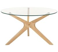 Beliani Table Basse en Verre de Sécurité et Bois d'Hévéa Laqué Clair Scandinave Valley