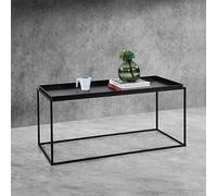 Table Basse à Plateau Large en Métal Anti-Éraillures de 47 x 100 x 50 cm Noire Mat