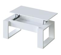 Table Basse à plateau relevable coloris blanc artic - Longueur 102 x Profondeur 50 x Hauteur 43-54 cm