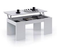Table Basse à Plateau Relevable coloris blanc brillant - Dim : 100 x 50 x 42 cm