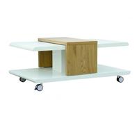 Mid.you Table basse design Yavor 110 cm Naturel & Blanc