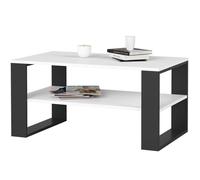 AKORD Table de Salon avec 1 étagère NOX | 92 x 45 x 53 cm | Table Basse Design Moderne | Tables Basses de Salon | Tableau Meuble de Rangement | Panneau Stratifié 16mm | Noir & Blanc