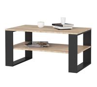 AKORD Table de Salon avec 1 étagère NOX | 92 x 45 x 53 cm | Table Basse Design Moderne | Tables Basses de Salon | Tableau Meuble de Rangement | Panneau Stratifié 16mm | Noir & Chêne Sonoma
