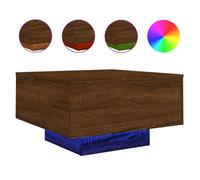 Table basse - AKOZON - 55x55x31 cm - Chêne marron - Lumières LED - Design contemporain