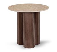Table basse ALMERIA 50 cm Travertin/Noyer moderne