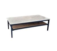 Table basse Alu et plateau en Pierre - Raphia - L.131 x l.71 x H.43 cm