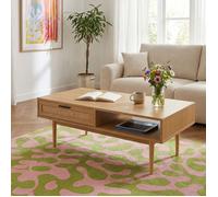 Table basse AMANA effet chêne et cannage rotin 115cm - Bois
