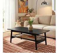 Table basse ANATOLE noir et cannage rotin